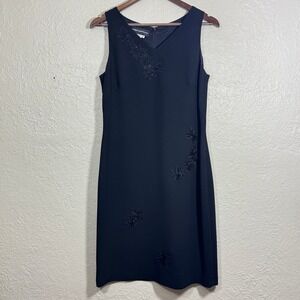 Donna Morgan Beaded Shift Dress 8 Floral Embroidery A-Line‎ Formal Event Luxury